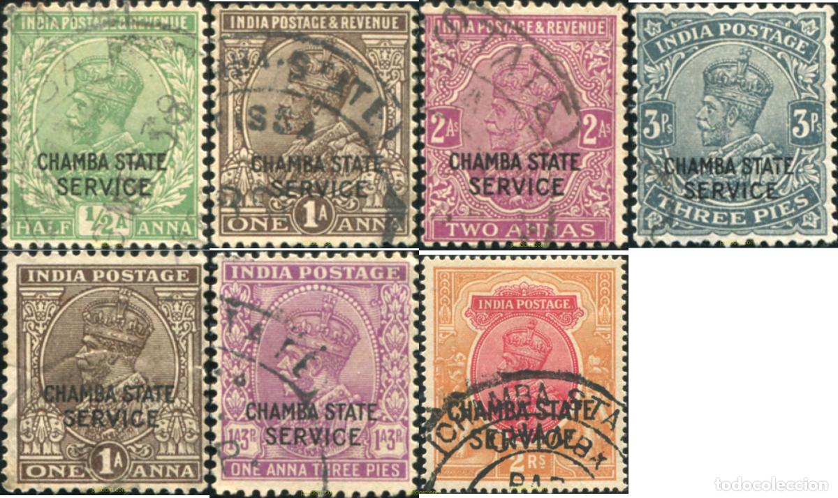 Sellos: 786147 USED CHAMBA 1927 SELLOS DE INDIA INGLESA DE 1927-37 SOBRECARGADOS-SERVICIO