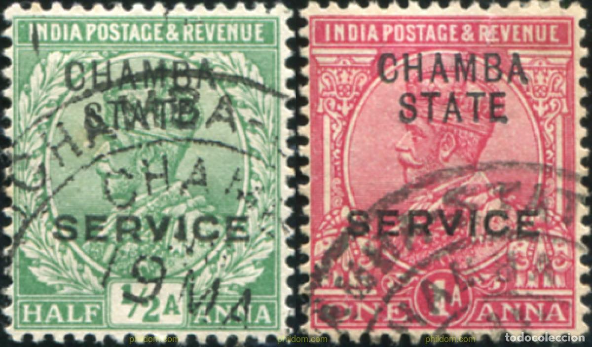 Sellos: 786145 USED CHAMBA 1913 SELLOS DE INDIA INGLESA DE 1912-24 (GEORGE V) SOBRECARGADOS-SERVICIO