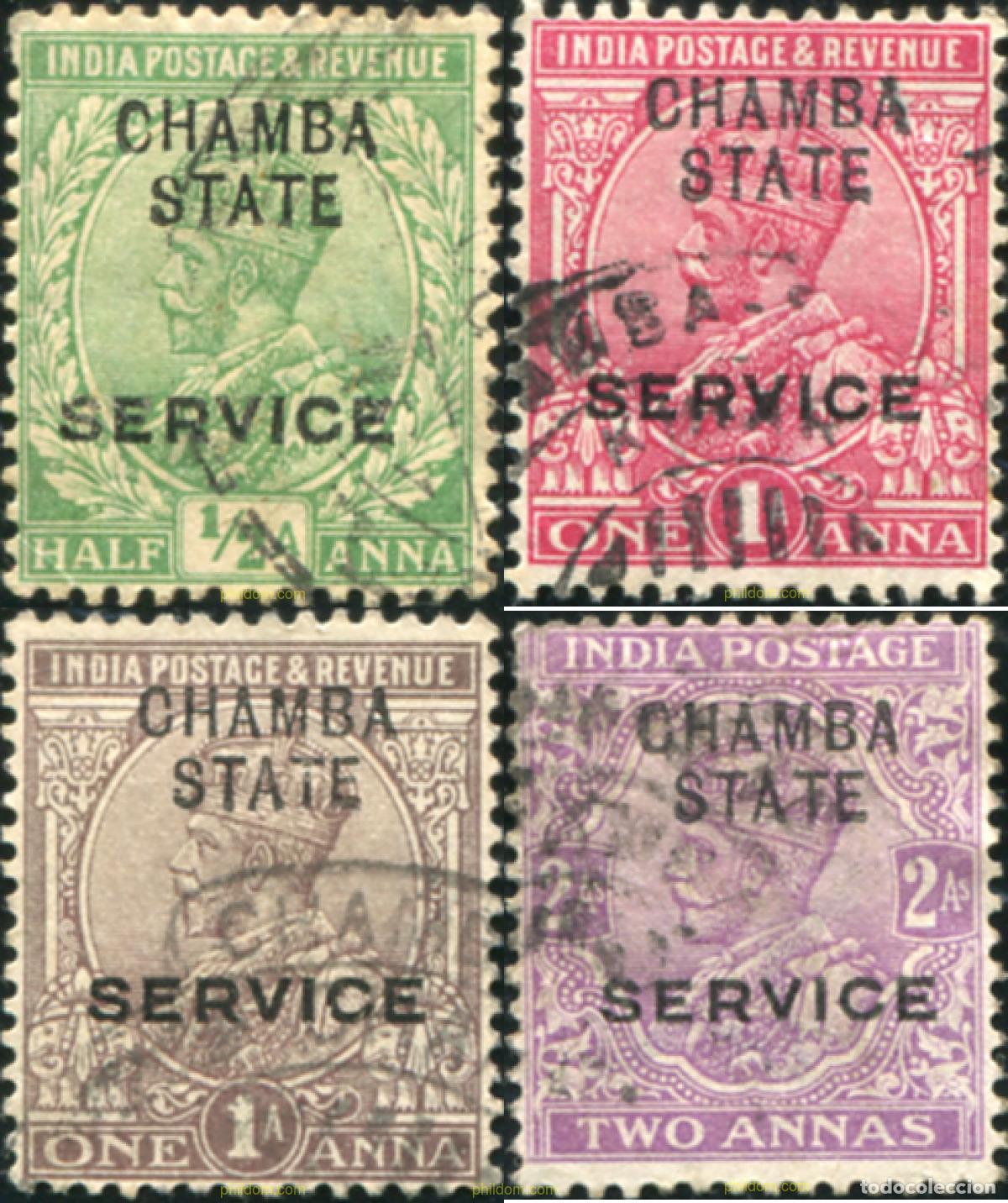 Sellos: 786144 USED CHAMBA 1913 SELLOS DE INDIA INGLESA DE 1912-24 (GEORGE V) SOBRECARGADOS-SERVICIO