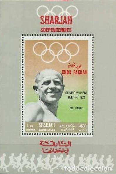 Sellos: SHARJAH 1968 SHEET MNH DELUXE KHOR FAKKAN HELSINKI EMIL ZATOPEK OLYMPIC GAMES JUEGOS OLIMPICOS