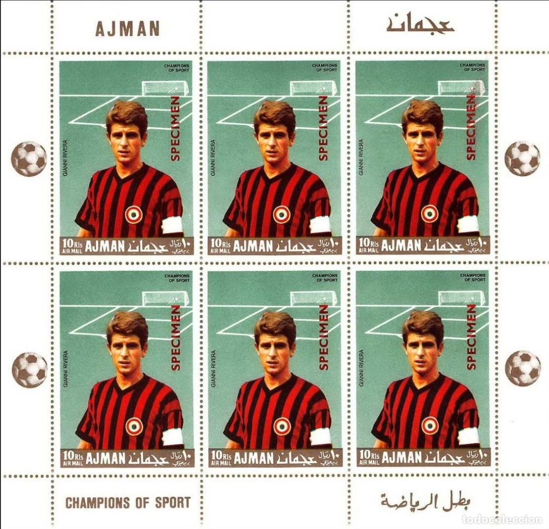 Sellos: AJMAN 1968 SHEET MNH SPECIMEN GIANNI RIVERA CAMPEONES DEL DEPORTE FUTBOL FOOTBALL SOCCER SPORTS