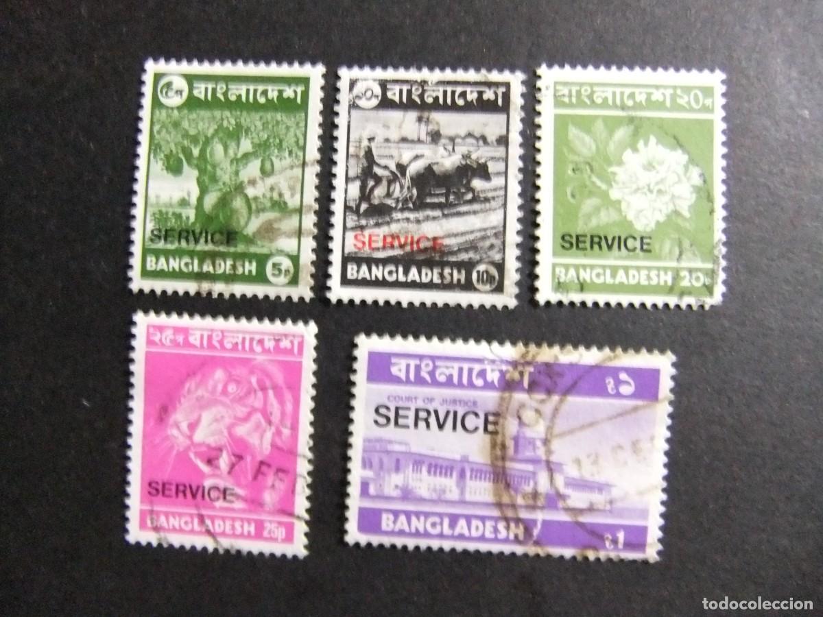 Sellos: 57 BANGLADESH 1978 / sellos de 1976 con sobrecarga SERVICE / YVERT S 12 - 15 + 19 FU