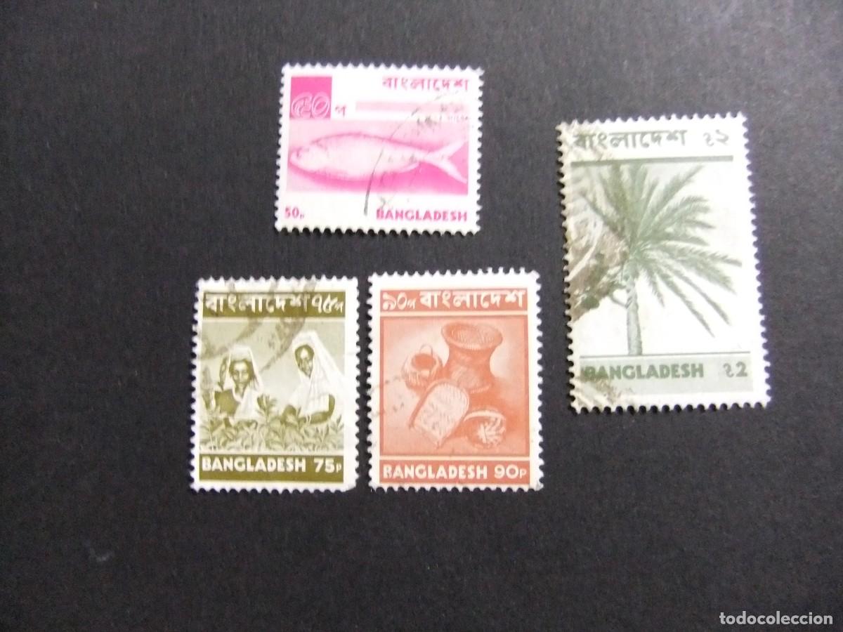 Sellos: 57 BANGLADESH 1977 / SERIE CORRIENTE VISTAS / YVERT 86+88+89+90 FU