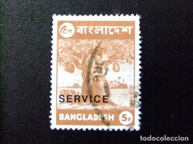 Sellos: 57 BANGLADESH 1973 / SELLO de 1973 ARBOL JACQUIER sobrecargado SERVICE / YVERT S 3 FU