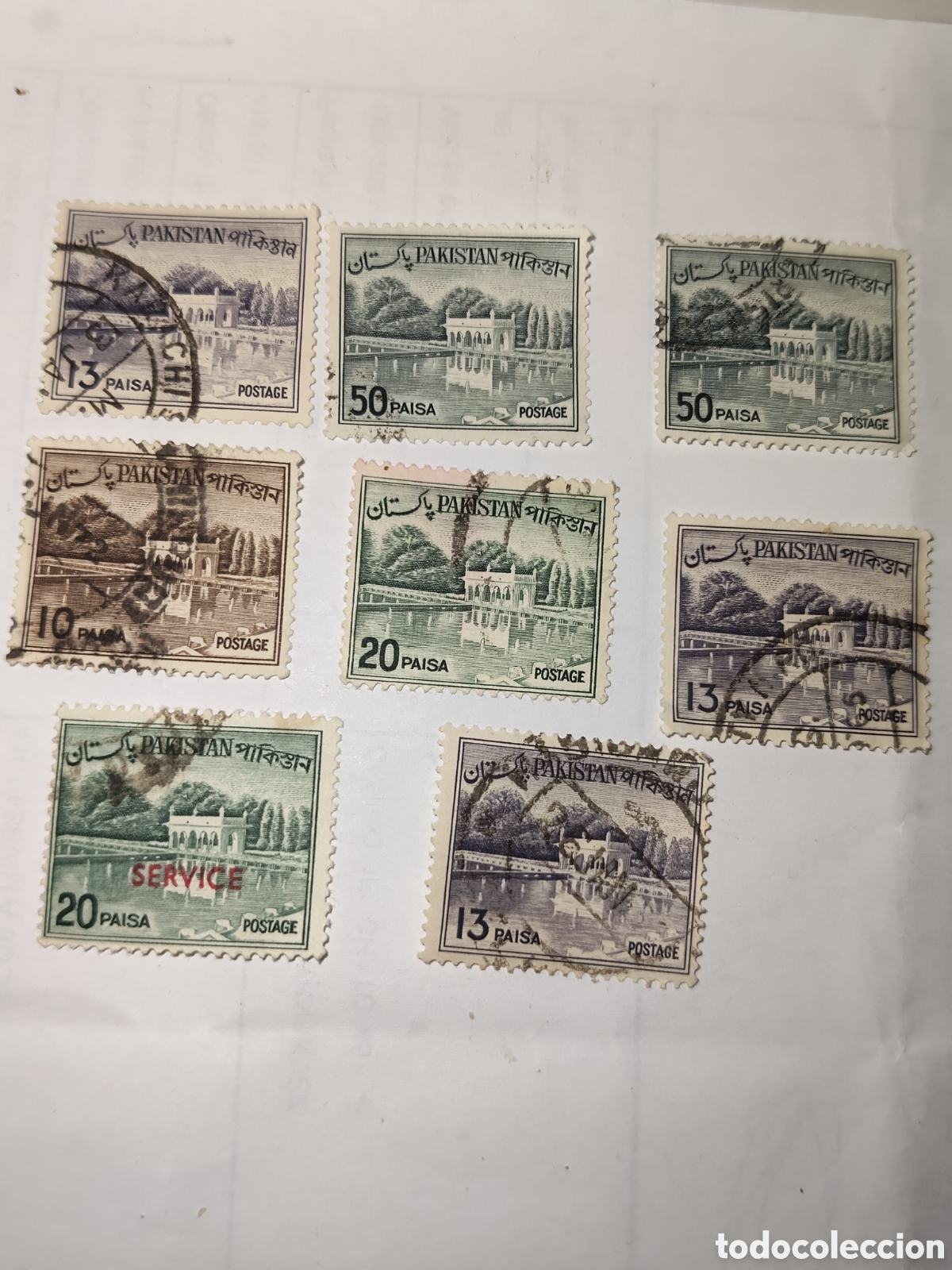 Sellos: 8 Sellos de Pakist&aacute;n jardines de Shalimar 1960
