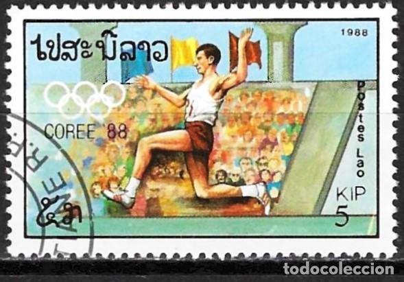 Sellos: Laos 1988 - Mi 1068 - YT 877 - J.O. de Se&uacute;l : Triple salto