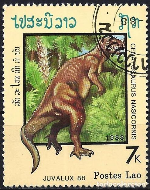 Sellos: Laos 1988 - Mi 1076 - YT 845 - Dinosaurio