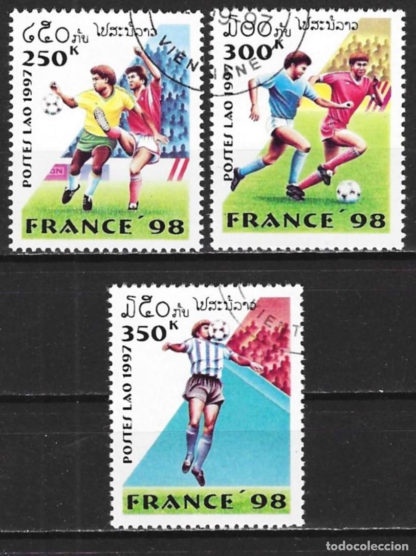 Sellos: Laos 1998 - Mi 1595 a 1597 - YT 1283 a 1285 - Copa del mundo de f&uacute;tbol en Francia