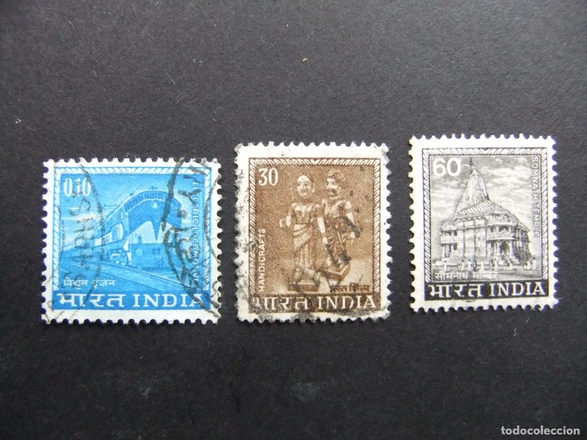 Sellos: 57 INDIA REPUBLICA 1979 / TREN - MUNECAS - TEMPLO de SOMNATH / YVERT 585 + 586 + 587 FU