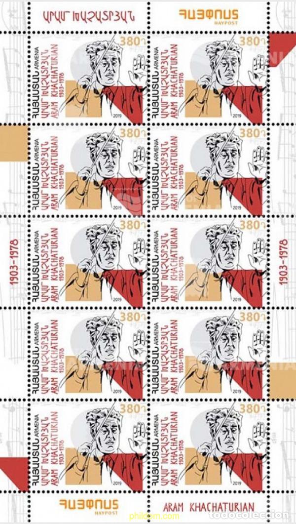 Sellos: 620674 MNH ARMENIA 2019 ARMENIOS DE FAMA MUNDIAL, ARAM KHACHATURIAN