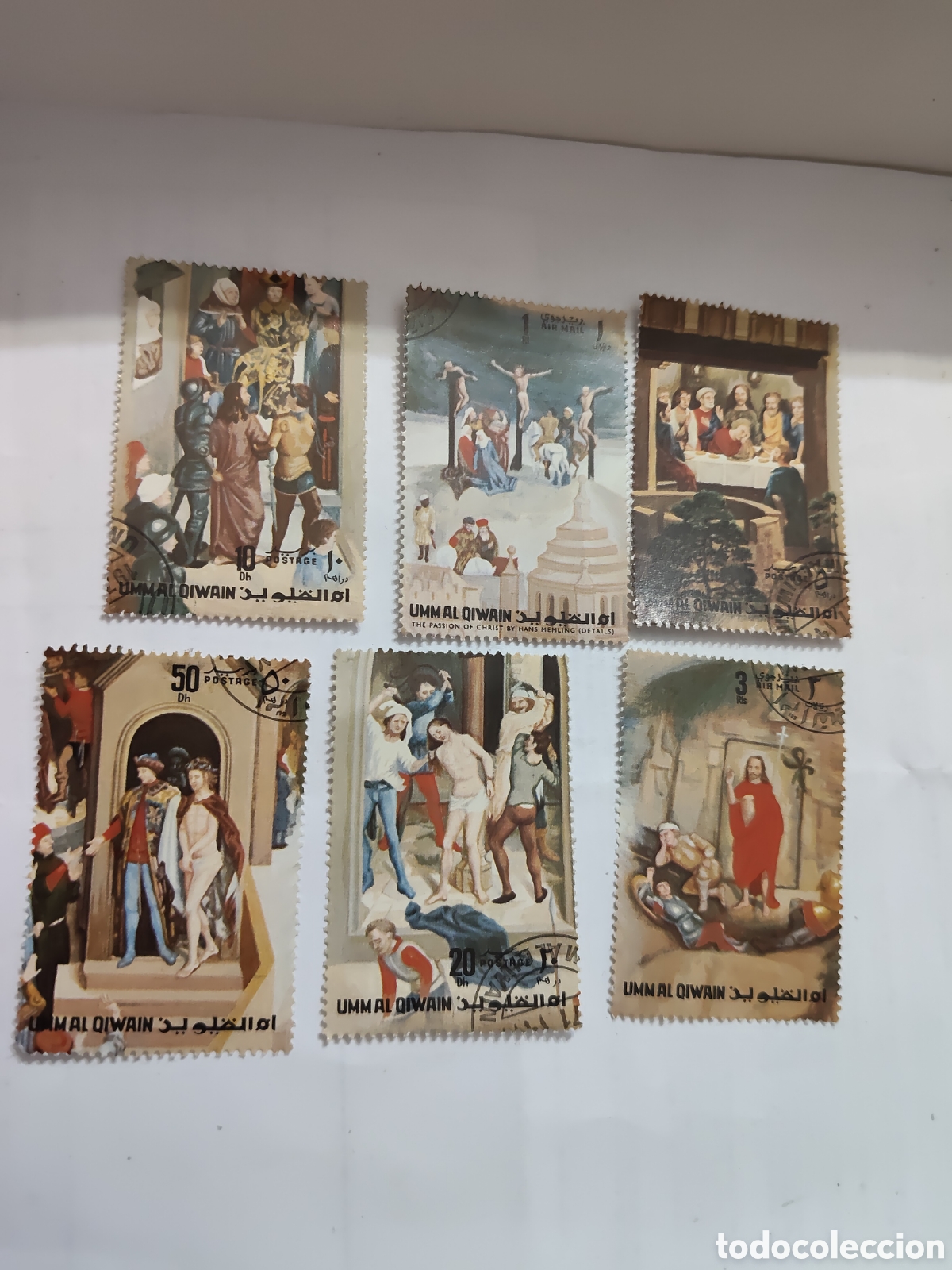 Sellos: 6 sellos de Un Al Quiwain Pasi&oacute;n de Cristo 1972 muy buenos