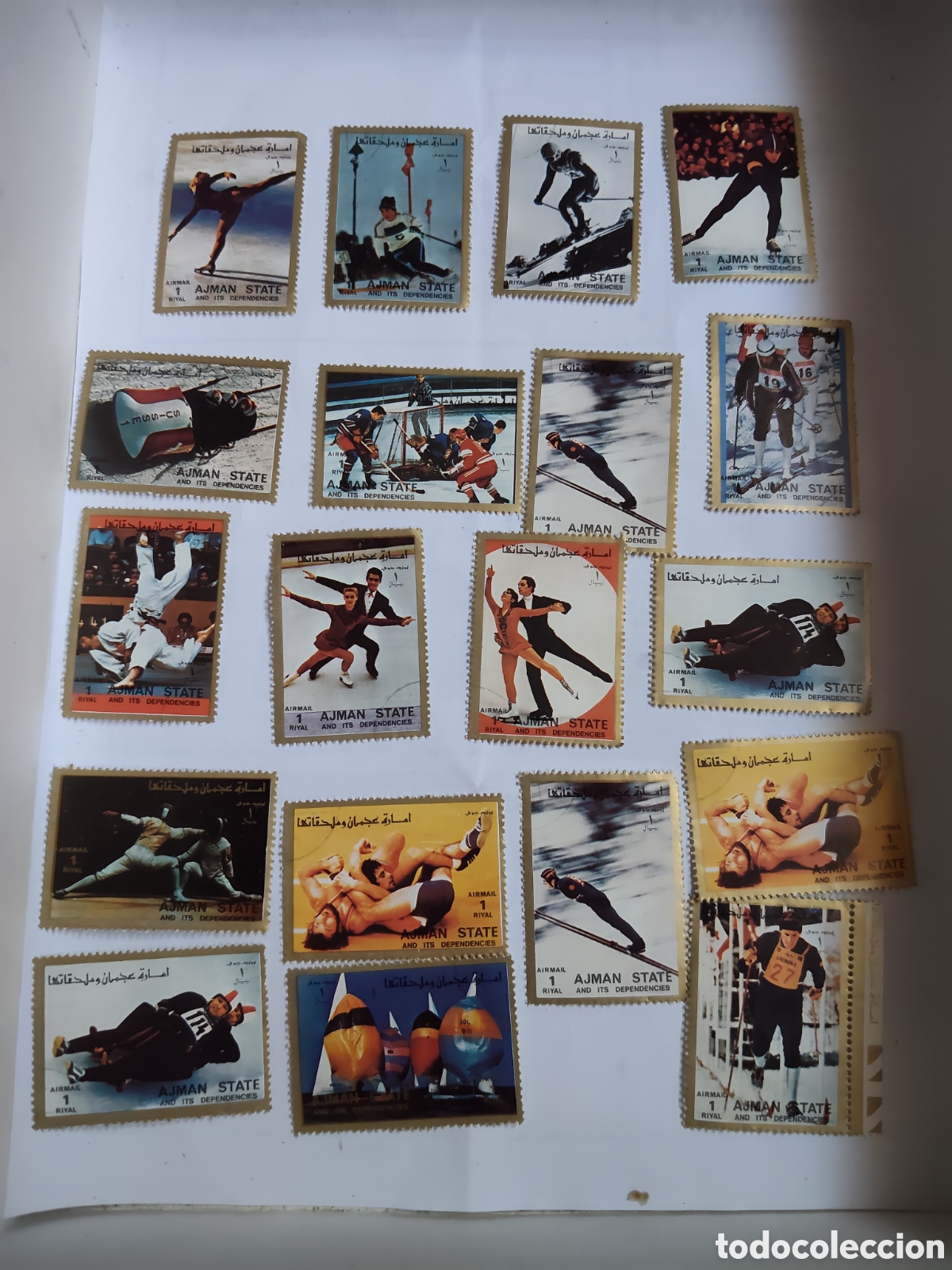 Sellos: 19 Sellos de Um Al Quiwain juegos ol&iacute;mpicos de Invierno Sapporo 1972 muy buenos