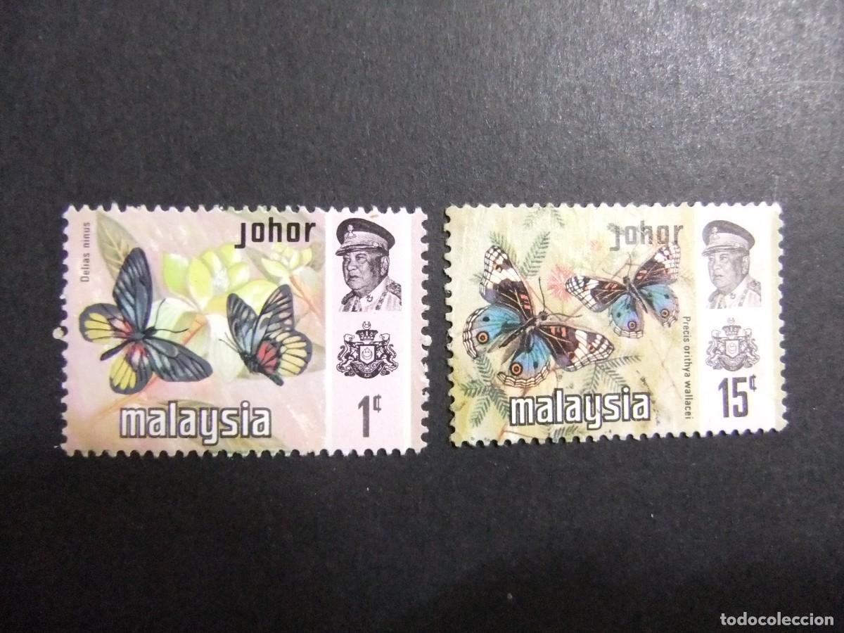 Sellos: 43 JOHORE FEDERACI&Oacute;N MALAYSIA 1971 / SULTAN ISMA&Iuml;L y MARIPOSAS / YVERT 150 +155 FU