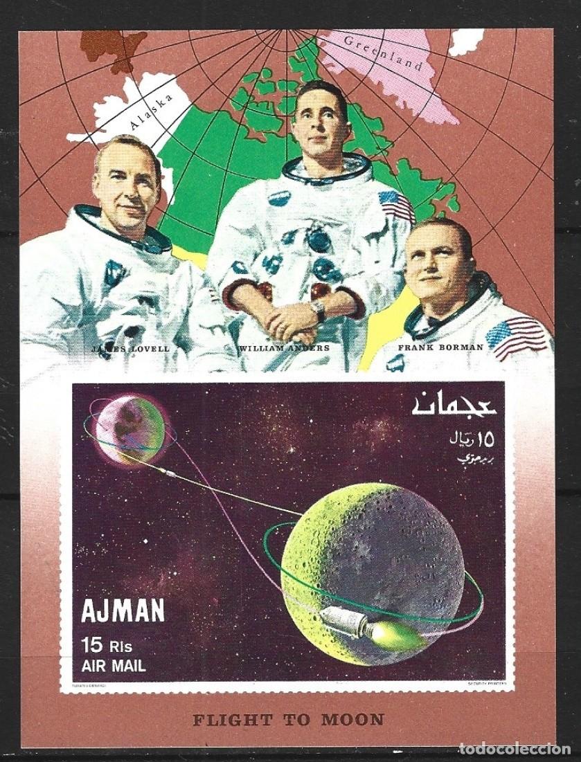 Sellos: AJMAN 1969 SHEET MNH IMPERF APOLLO 8 SPACE ESPACE ESPACIO FRANK BORMAN JAMES LOVELL WILLIAM ANDERS