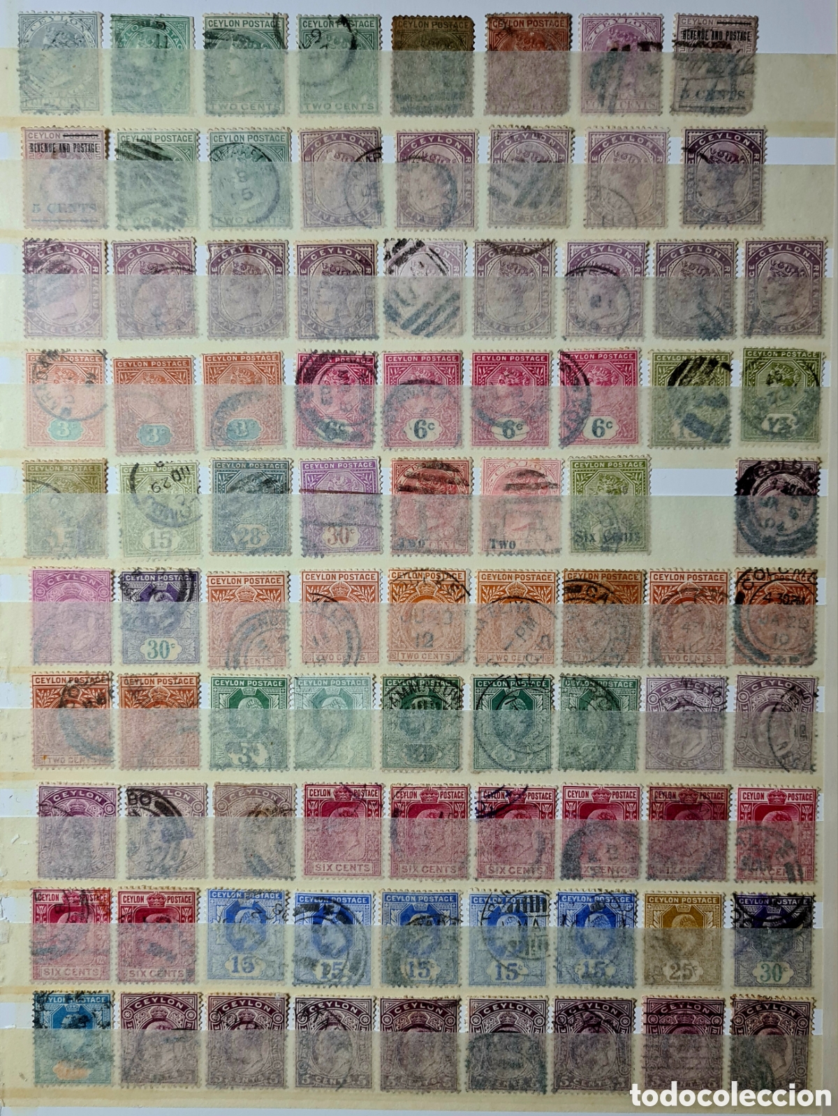 Sellos: Espectacular colecci&oacute;n de sellos de Ceil&aacute;n en la que predominan las variantes