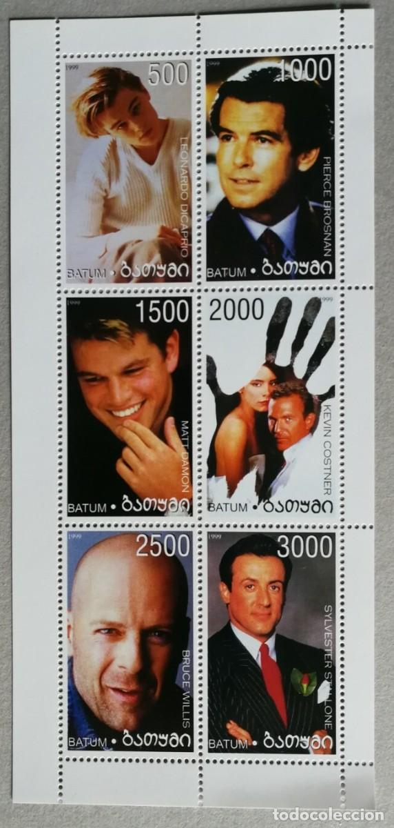 Sellos: BATUM 1999 SHEET MNH DICAPRIO COSTNER STALLONE MATT DAMON PIERCE BROSNAN BRUCE WILLIS CINE ACTORES