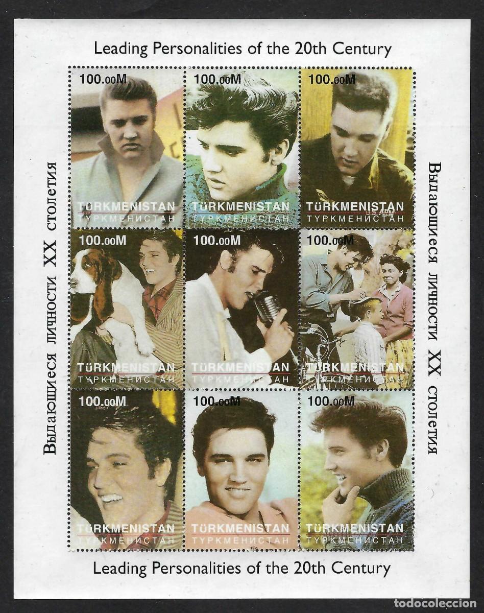 Sellos: TURKMENISTAN 2000 SHEET MNH ELVIS PRESLEY SINGERS MUSIC CANTANTES MUSICA