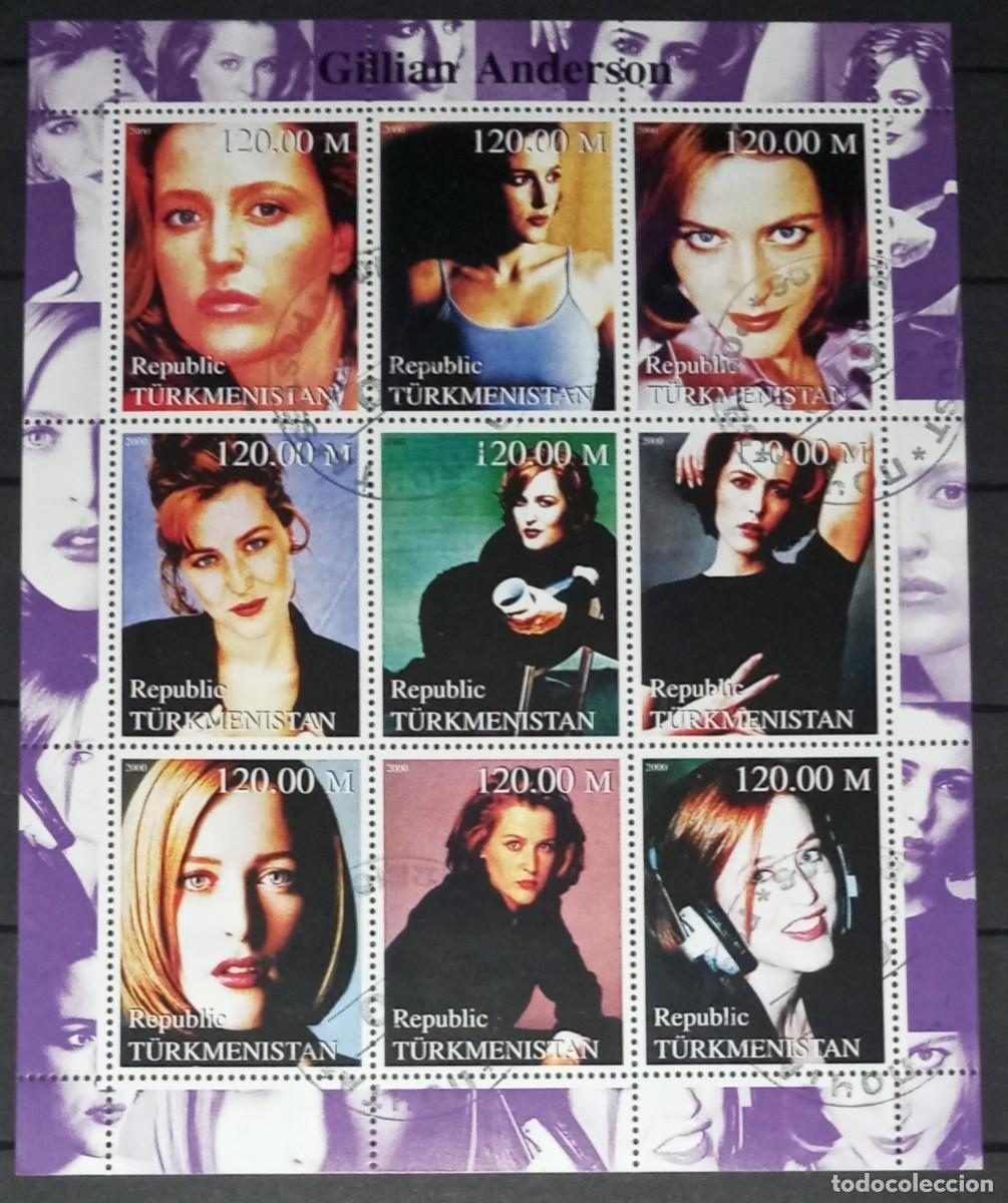 Sellos: TURKMENISTAN 2000 SHEET USED MNH GILLIAN ANDERSON EXPEDIENTE X CINE CINEMA ACTRICES ACTRESSES