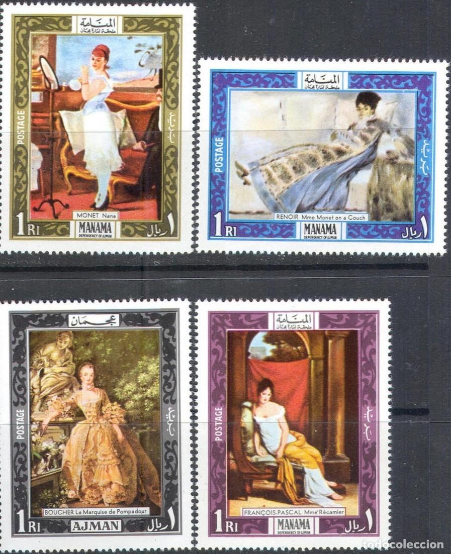 Sellos: MANAMA 1969 SERIE 4 STAMPS MNH BOUCHER MONET RENOIR FRAN&Ccedil;OIS PASCAL SIMON BARON GERARD ARTE PINTURAS