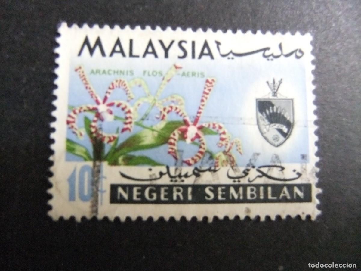 Sellos: 43 NEGRI SEMBILAN 1965 / FLORA FLOR (ARACHNIS FLOSAERIS) / YVERT 77 FU