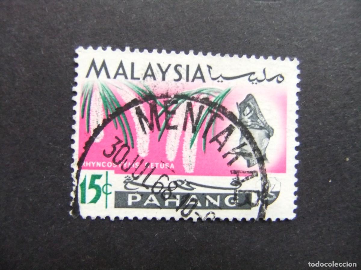 Sellos: 43 PAHANG 1965 / SULTAN ABOU BAKAR y RHYNCOSTILIS RETUSA / YVERT 78 FU