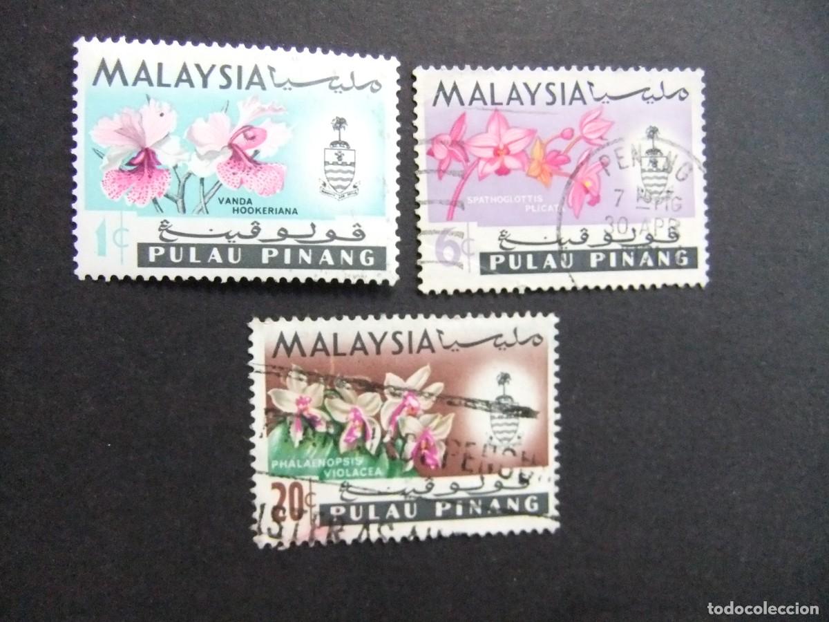 Sellos: 43 PALAU PINANG 1965 / FAUNA FLORES y ESCUDO de ARMAS / YVERT 60 + 63 + 66 FU