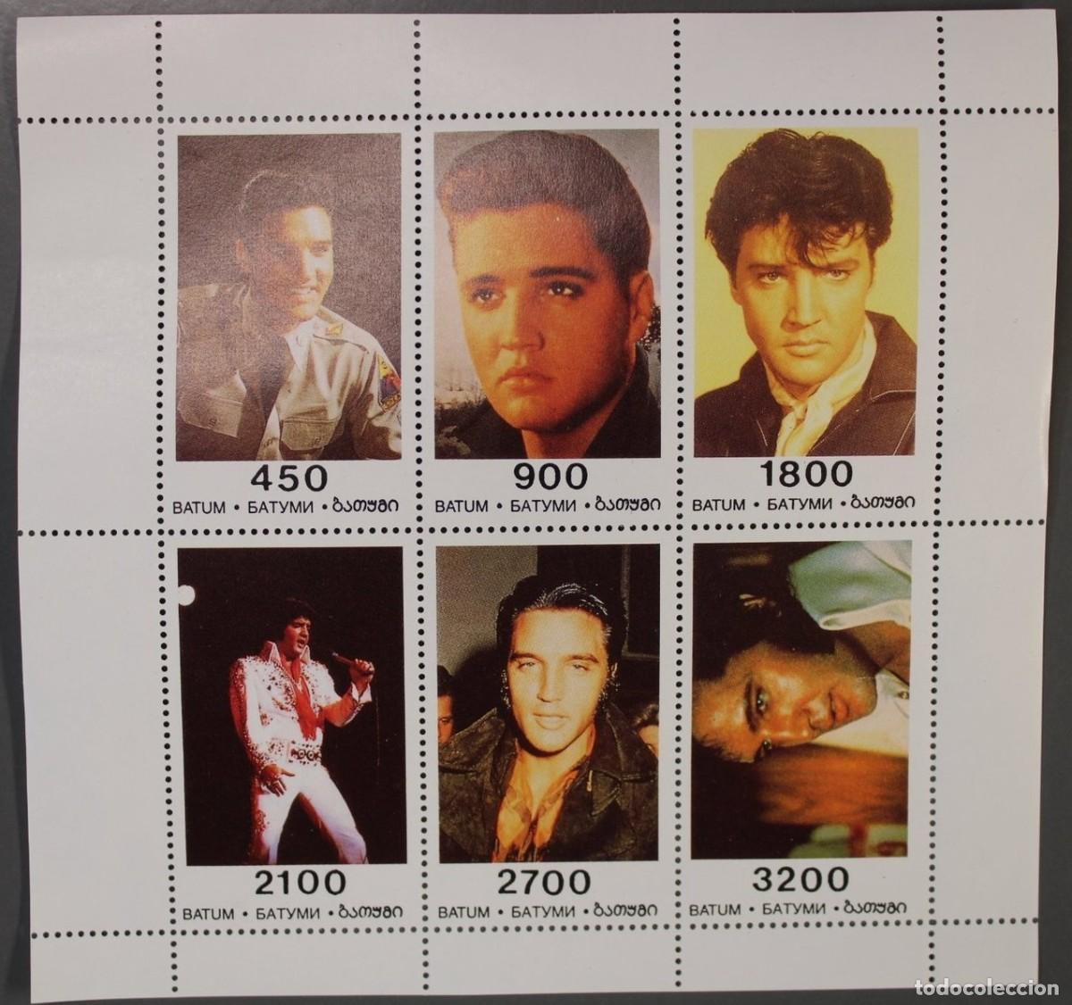 Sellos: BATUM 1996 SHEET MNH ELVIS PRESLEY CANTANTES MUSICA SINGERS MUSIC