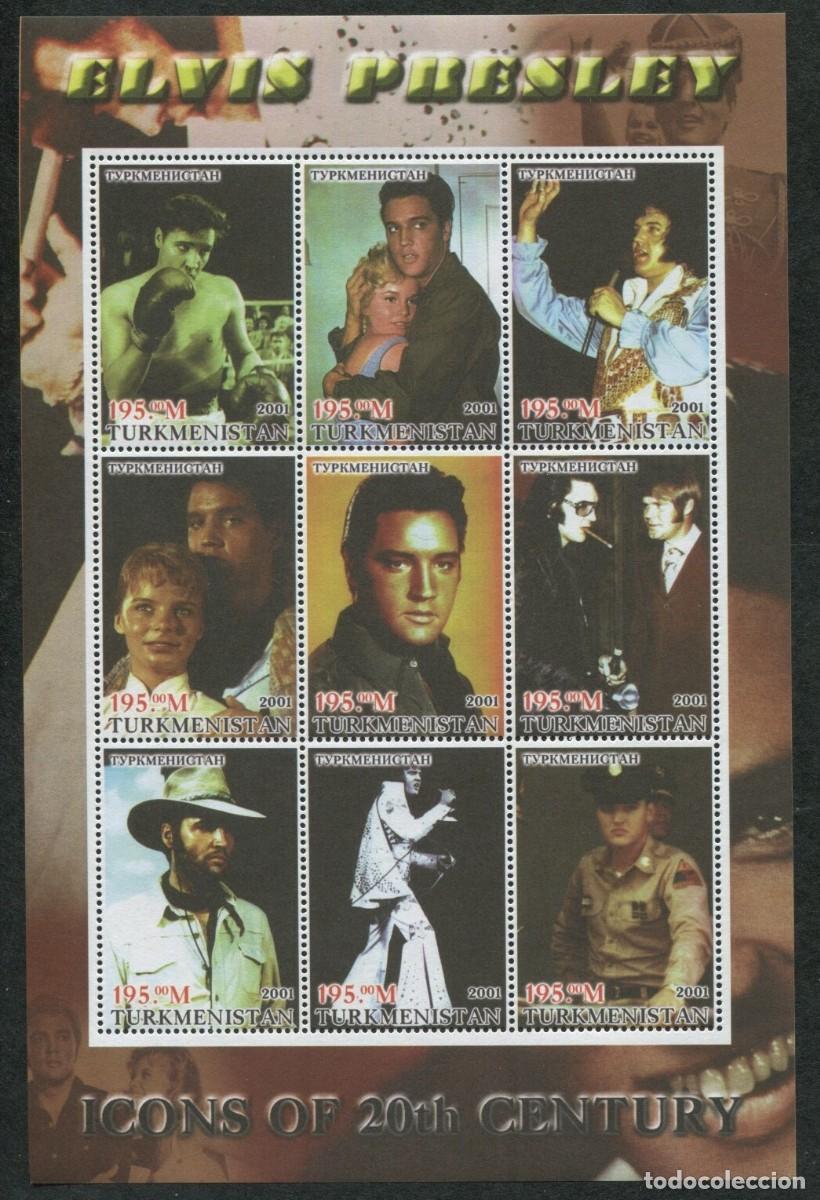 Sellos: TURKMENISTAN 2001 SHEET MNH ELVIS PRESLEY SINGERS MUSIC CANTANTES MUSICA