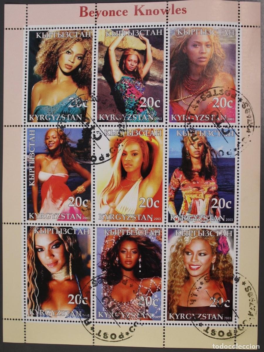 Sellos: KYRGYZSTAN 2003 SHEET USED MNH BEYONCE KNOWLES SINGERS MUSIC CANTANTES MUSICA