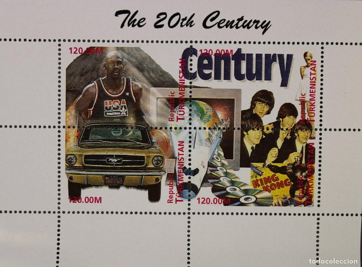 Sellos: TURKMENISTAN 1999 SHEET MNH FORD MUSTANG COCHES THE BEATLES KING KONG CINE MICHAEL JORDAN BALONCESTO