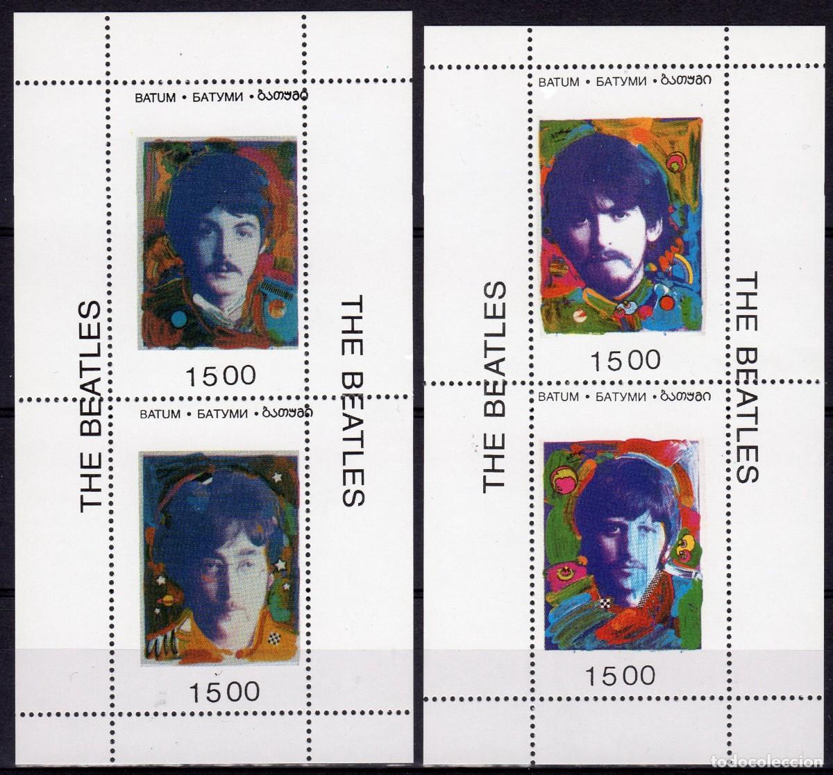 Sellos: BATUM 1995 2 SHEETS MNH THE BEATLES CANTANTES MUSICA SINGERS MUSIC