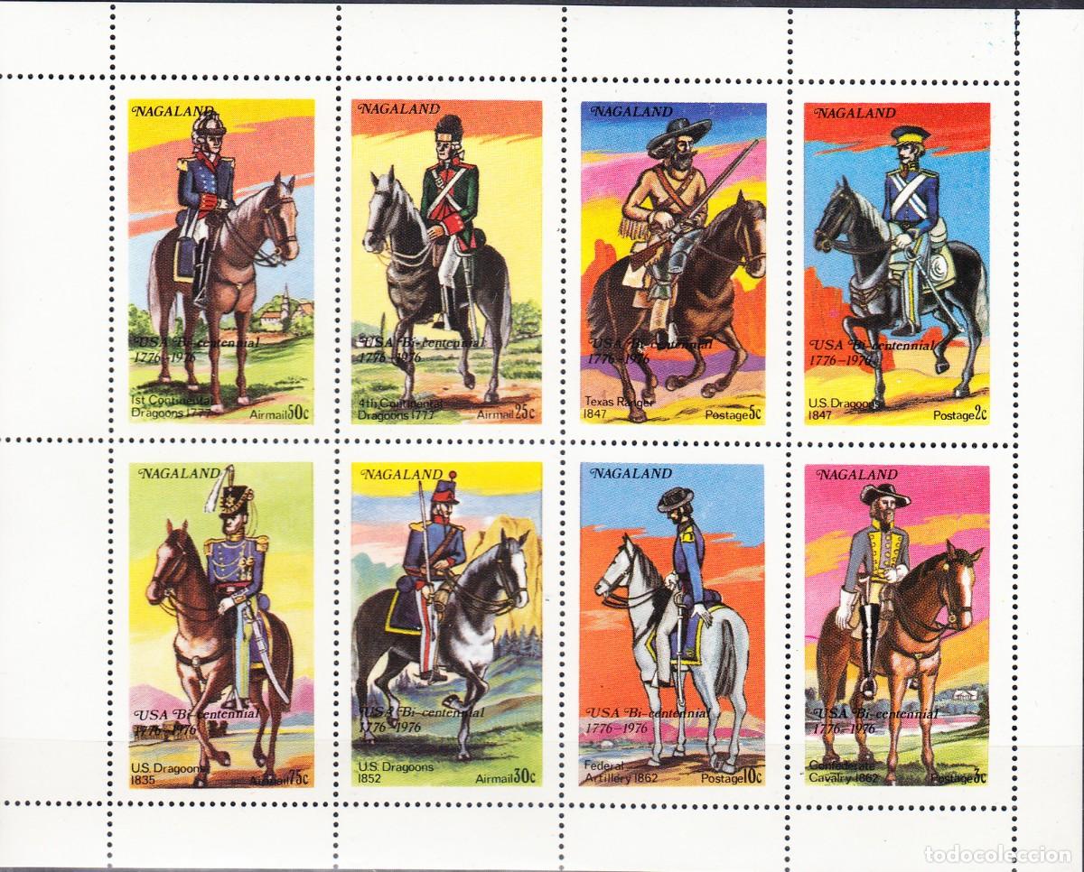 Sellos: NAGALAND 1976 SHEET MNH BICENTENARIO ESTADOS UNIDOS BICENTENNIAL UNITED STATES CABALLOS HORSES