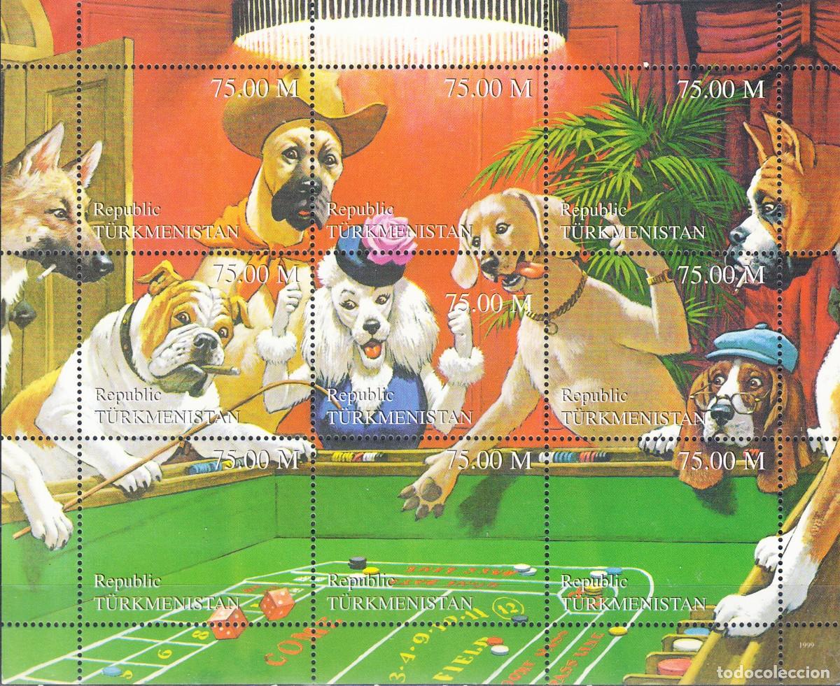 Sellos: TURKMENISTAN 1999 SHEET MNH DOGS CHIENS PERROS HUNDEN CANI CAES