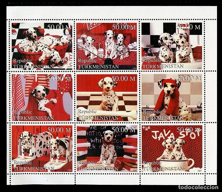 Sellos: TURKMENISTAN 1999 SHEET MNH DALMATA DALMATIAN DOGS CHIENS PERROS HUNDEN CANI CAES