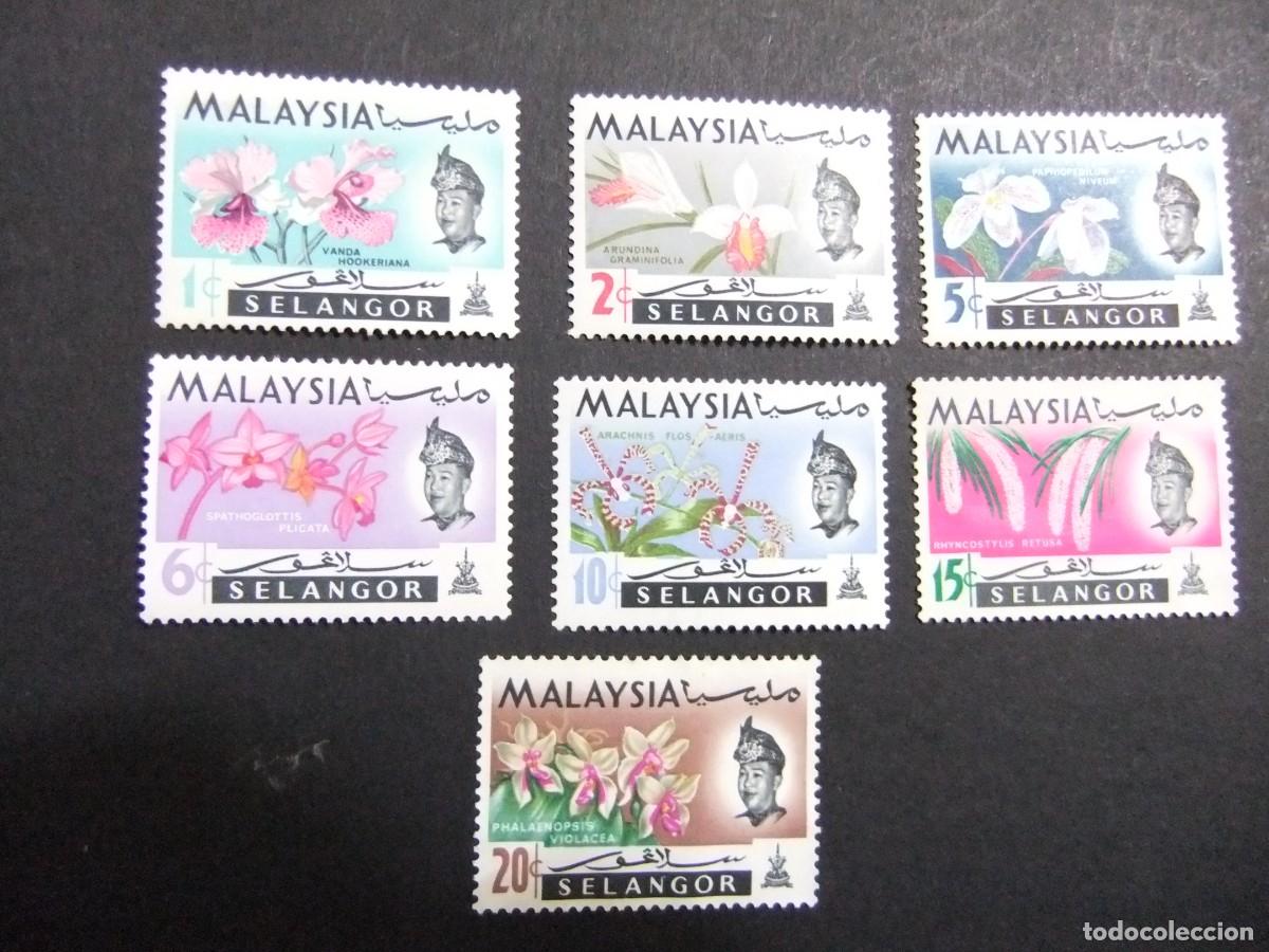 Sellos: 43 SELANGOR 1965 / FLORES y SULTAN SALAHUDDIN ABDUL AZIZ SHAH / YVERT 86 / 92 MH MNH