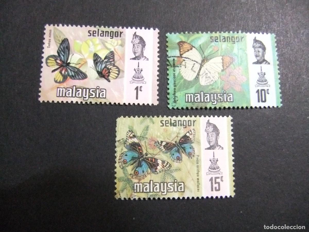 Sellos: 43 SELANGOR 1971 / FAUNA INSECTOS MARIPOSAS y SULTAN SALAHUDDIN ABDUL .. / YVERT 93+97+98 FU