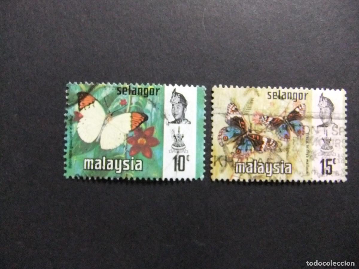 Sellos: 43 SELANGOR 1971 / FAUNA MARIPOSAS y SULTAN SALAHUDDIN ABDUL .. / YVERT 97 + 98 FU