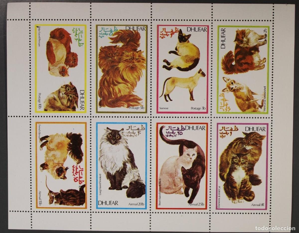 Sellos: DHUFAR 1974 SHEET MNH CATS GATTI CHATS GATOS KATZEN