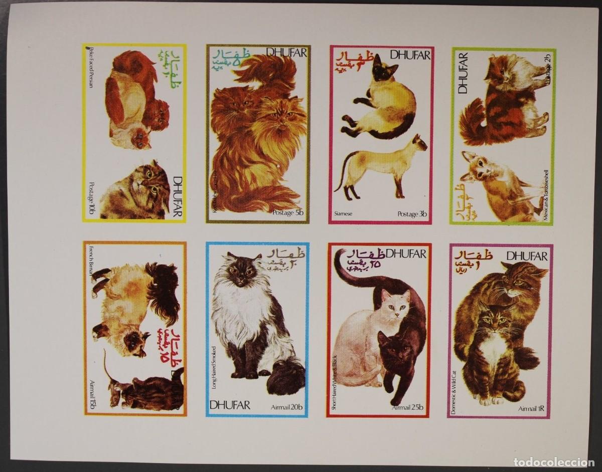 Sellos: DHUFAR 1974 SHEET MNH IMPERF CATS GATTI CHATS GATOS KATZEN