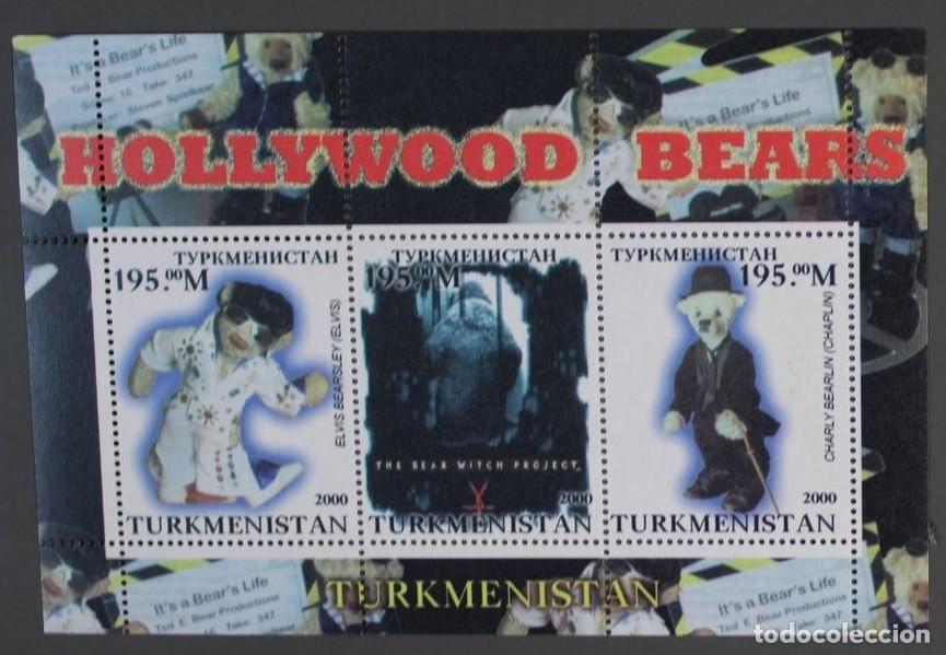 Sellos: TURMENISTAN 2000 SHEET MNH CINE CINEMA OSOS DE PELUCHE ELVIS PRESLEY CHARLES CHAPLIN HOLLYWOOD BEARS