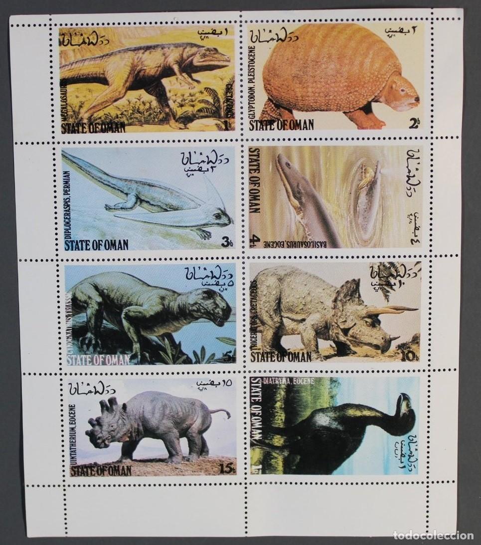 Sellos: OMAN 1979 SHEET MNH FAUNA DINOSAURIOS DINOSAURS DINOS PREHISTORIC ANIMALS ANIMALES PREHISTORICOS