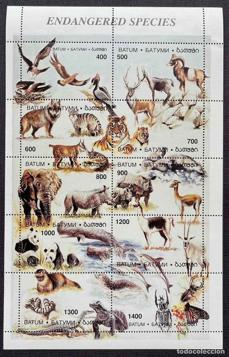 Sellos: BATUM 1997 SHEET MNH ENDANGERED SPECIES ESPECIES EN PELIGRO ANIMALES FAUNA MAMIFEROS WILDLIFE