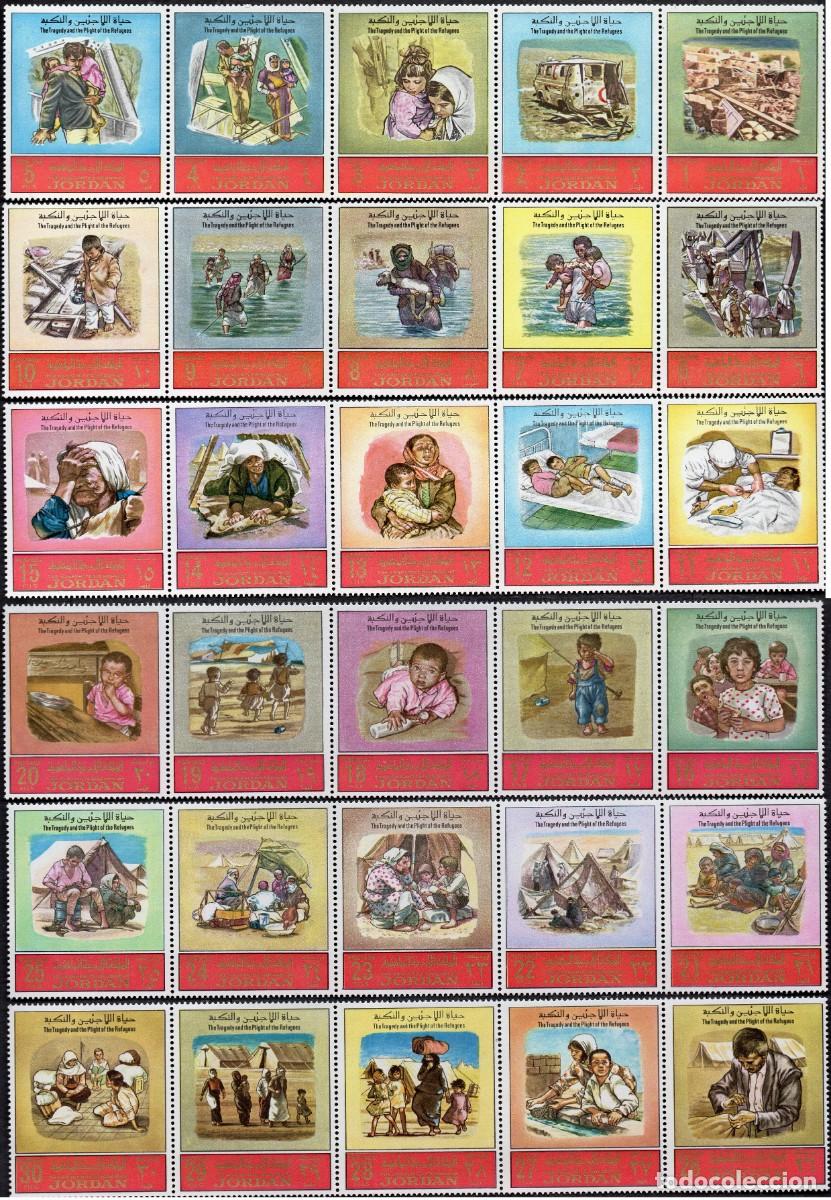 Sellos: JORDAN/1969/MNH/SC#574-574E/TRAGEDIA Y EL VUELO DE LOS REFUGIADOS/ FULL SET