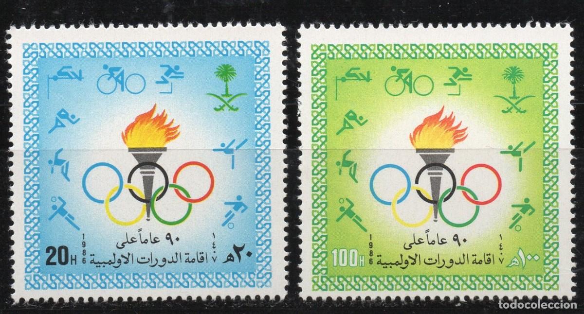 Sellos: SAUDI ARABIA/1986/MNH/SC#1040-1041/ 1&ordm; JUEGOS OLIMPICOS MODERNOS, 90&ordm; ANIV. / ATENAS