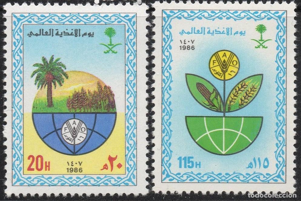 Sellos: SAUDI ARABIA/1986/MNH/SC#1005-1006/ DIA MUNDIAL DE LA ALIMENTACION/ FAO