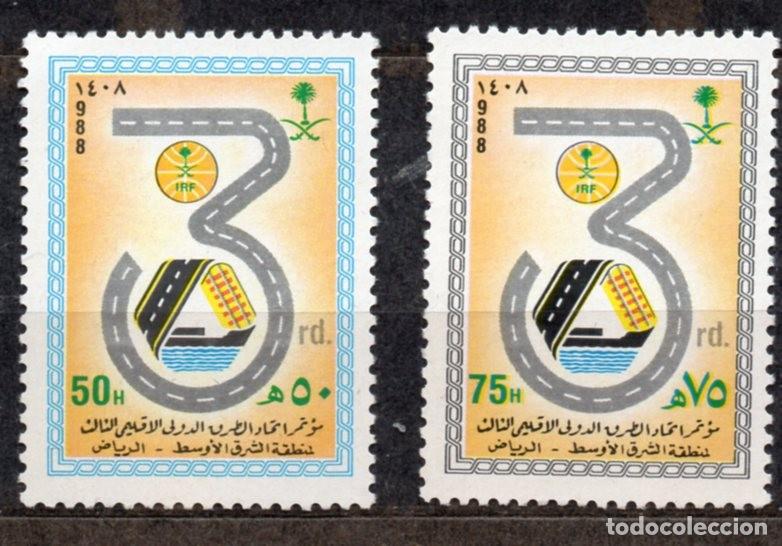 Sellos: SAUDI ARABIA/1988/MNH/SC#1073-1074/3er CONFERENCIA REGIONAL DE AUTOPISTAS DE MEDIO ORIENTE