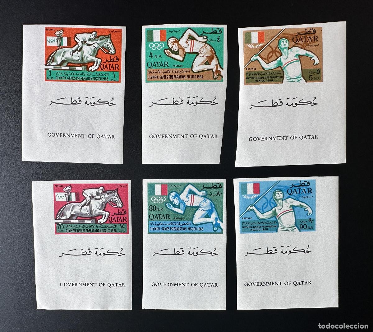 Sellos: Qatar 1966 Mi. 259 - 265 ND IMPERF J.O. M&eacute;xico Deporte Ol&iacute;mpico 1968