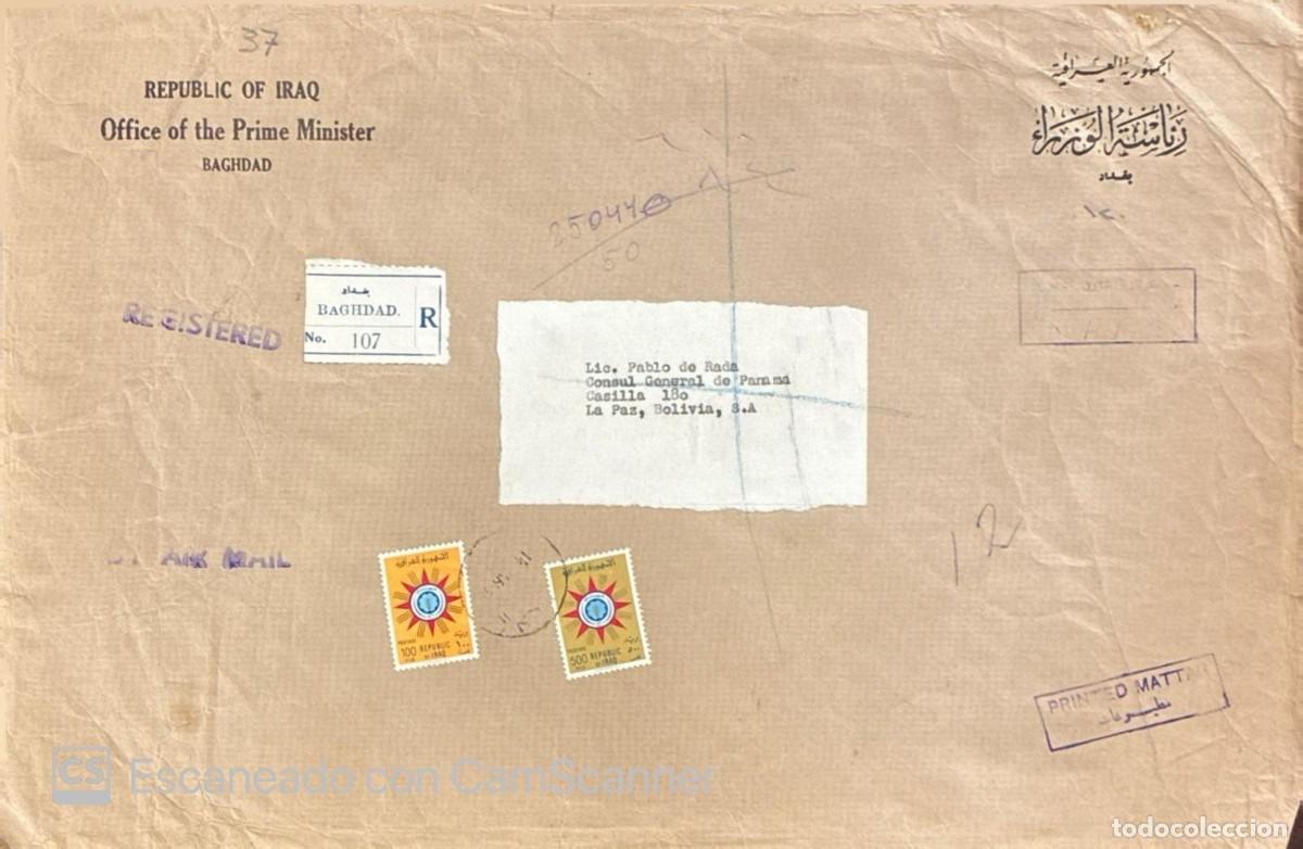 Sellos: O) 1960 circa, IRAQ, BAGHDAD, DIPLOMATIC CORRESPONDENCE, OFFICE OF THE PRIME MINISTER, SUN OF SH