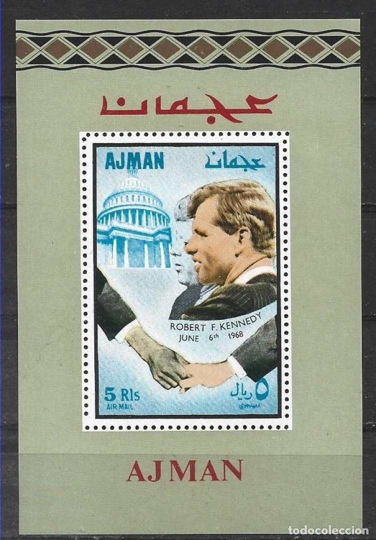 Sellos: AJMAN 1968 SHEET DELUXE MNH ROBERT KENNEDY