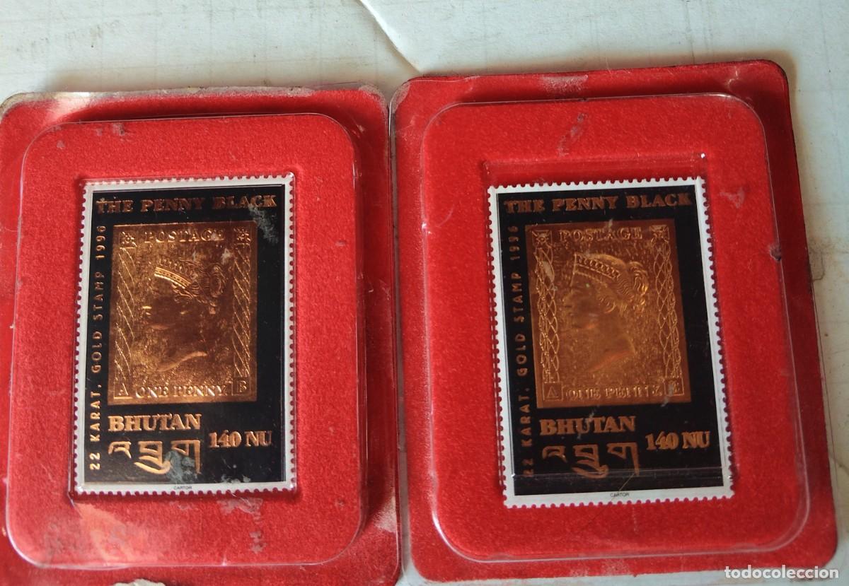 Sellos: Pareja de sellos de oro de 22k Bhutan 1996